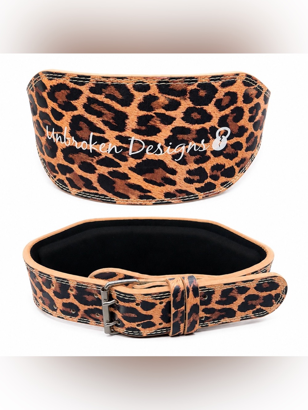 Unbroken Designs Leopard Lifting Belt S Leather Weightlifting Crossfit Gym Boho⁠